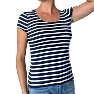 Ralph Lauren, cotton, navy & white striped scoop neck t-shirt, womens size S